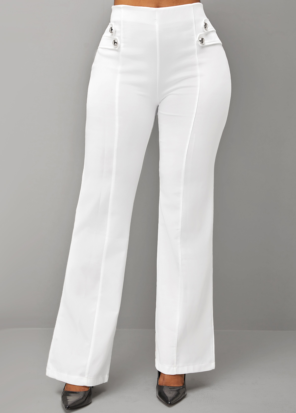 Breathable Straight Leg White Zipper Fly Pants
