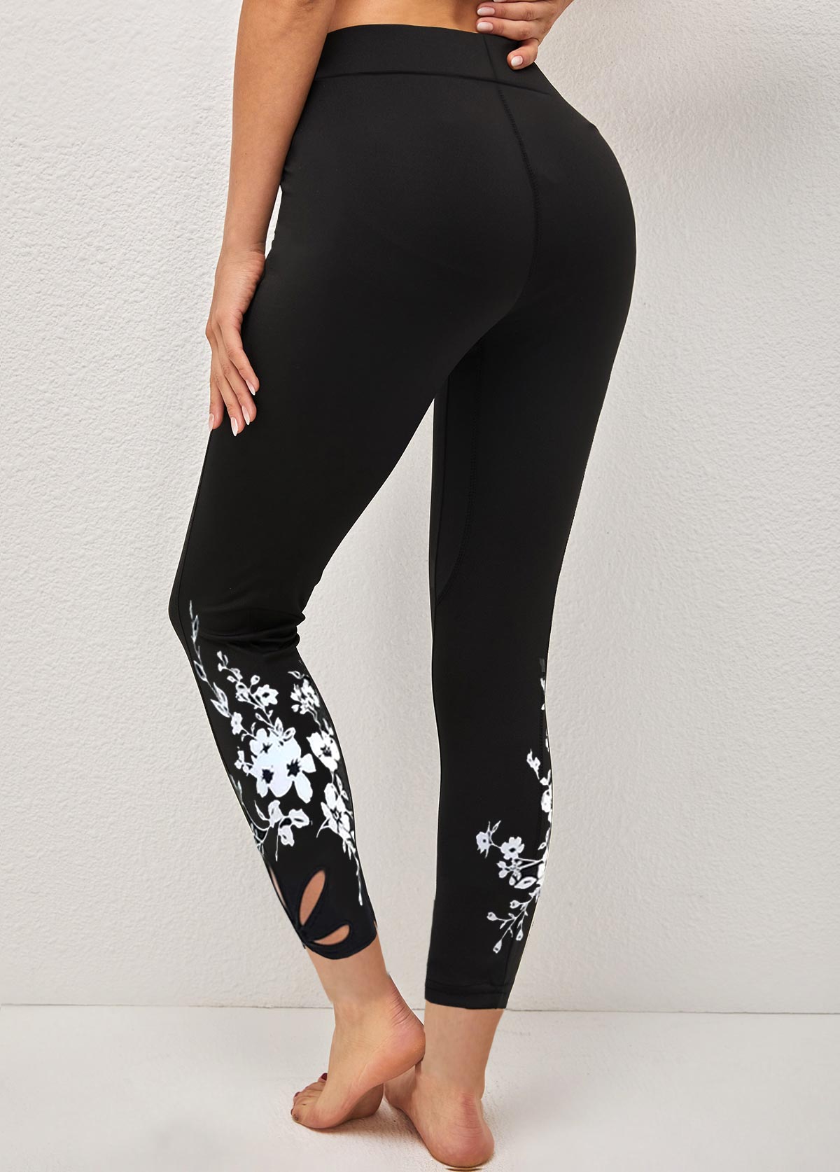 Floral Print Cutout Skinny Legging